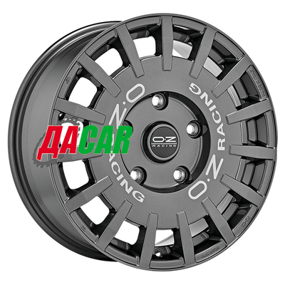 OZ Rally Racing 8x18/5x120 ET45 D65,06 Dark Graphite + Silver Lettering